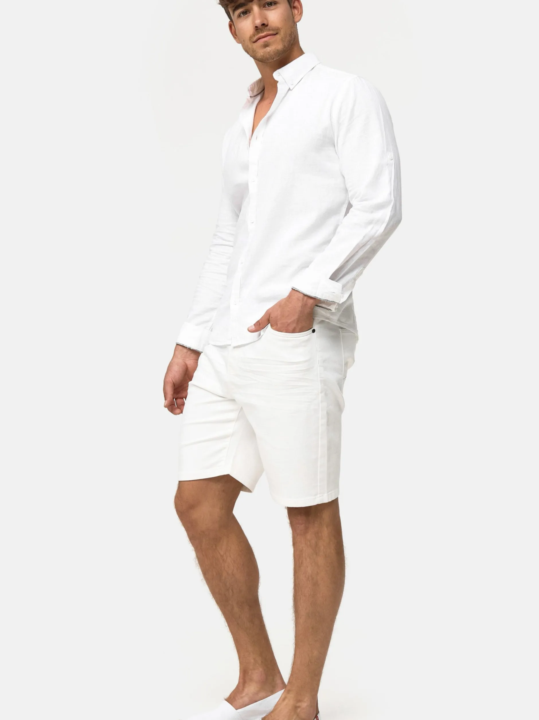 Indicode Herren Shorts Jeans - Ettore in weiß