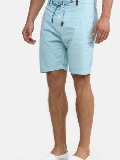Indicode Herren Shorts Leinen - Bowmanville in hellblau