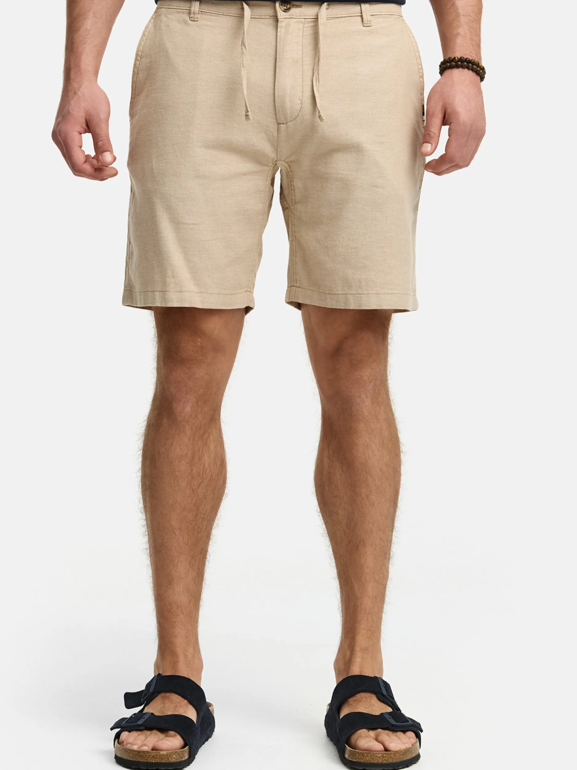 Indicode Herren Shorts Leinen - INErwil in beige sand