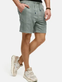 Indicode Herren Shorts Leinen - INPop in taupe beige