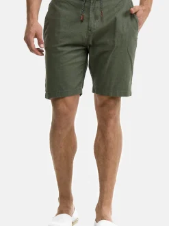Indicode Herren Shorts Leinen - Bowmanville in khaki