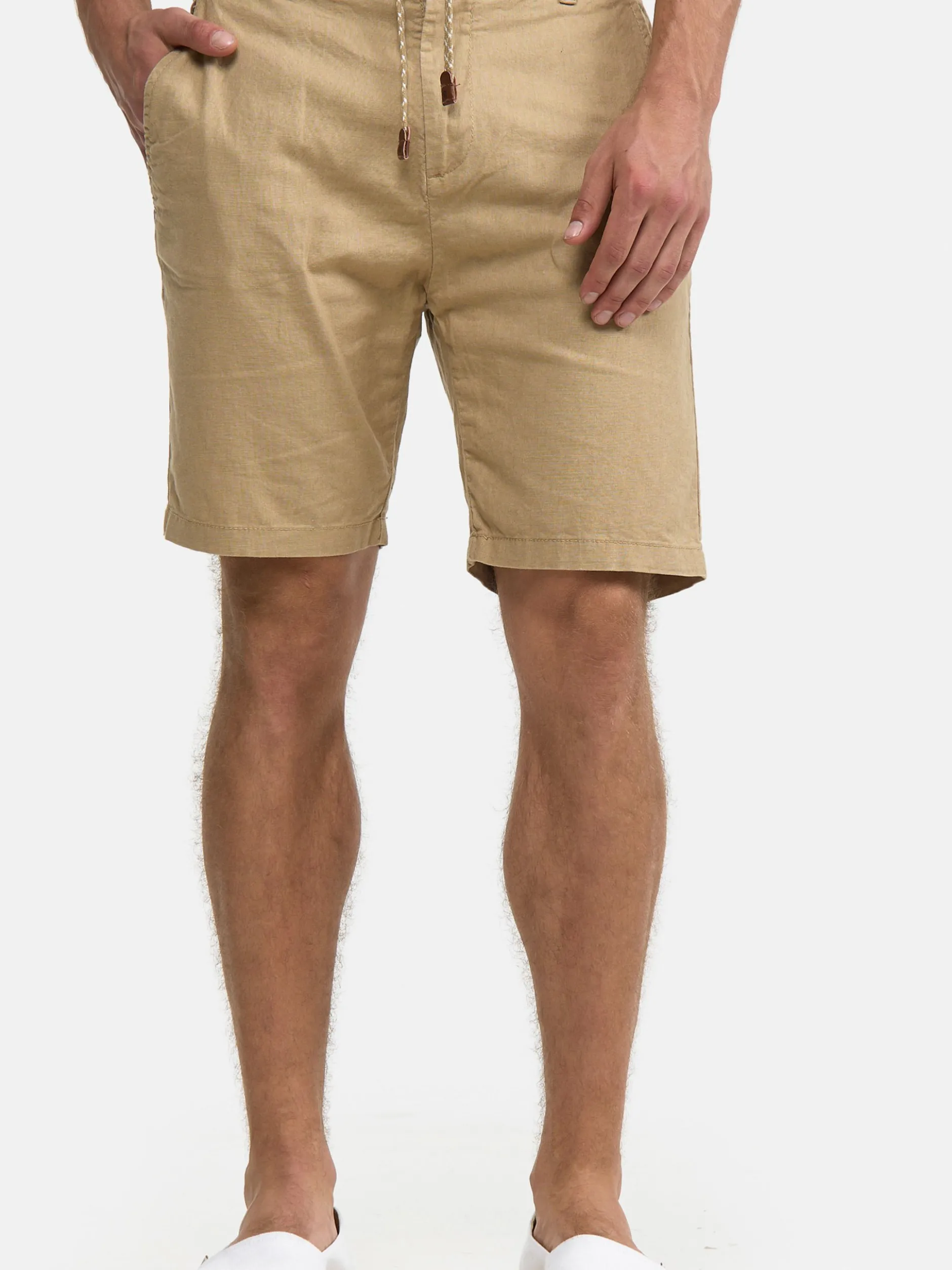 Indicode Herren Shorts Leinen - Bowmanville in beige sand