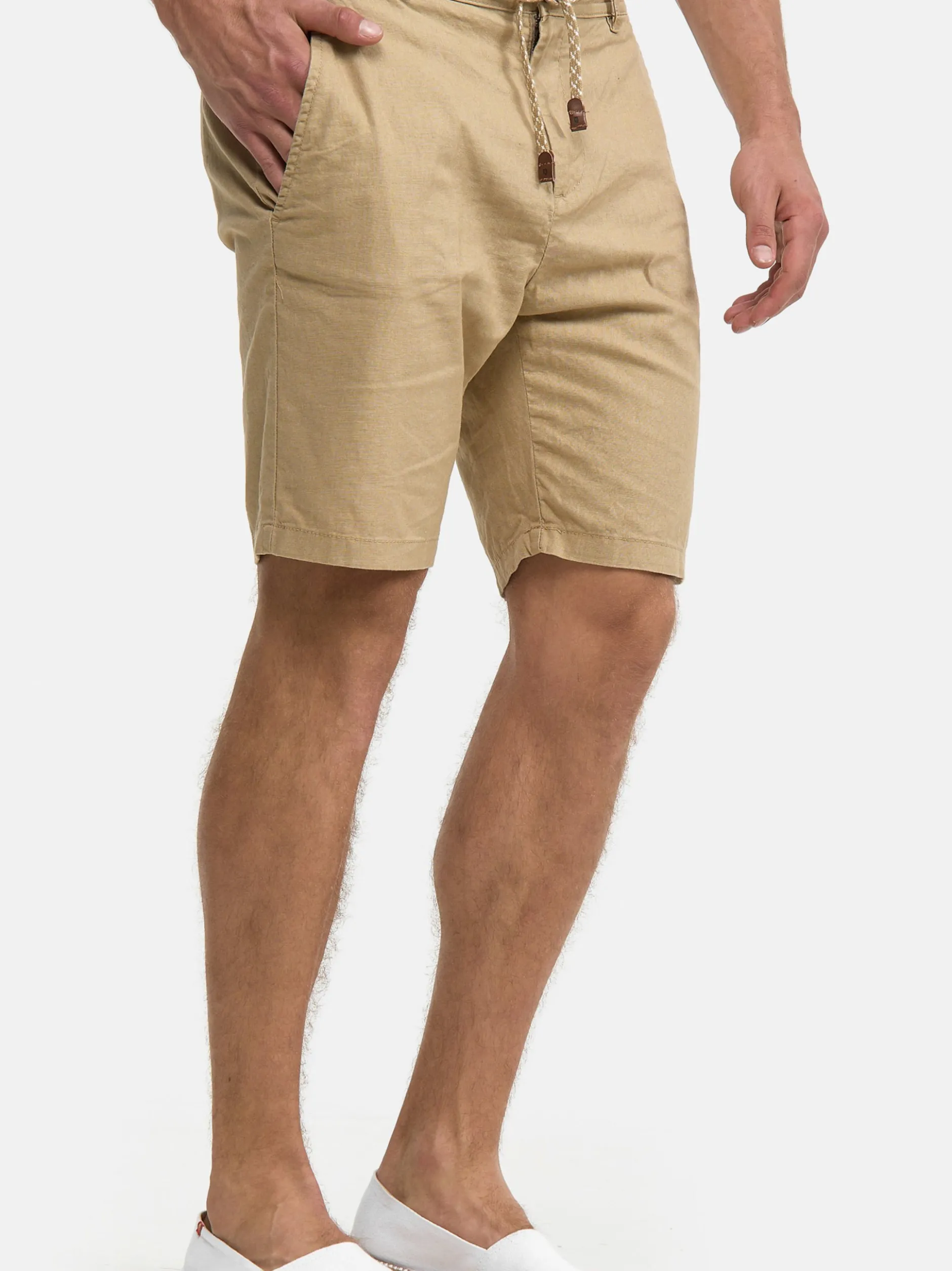 Indicode Herren Shorts Leinen - Bowmanville in beige sand