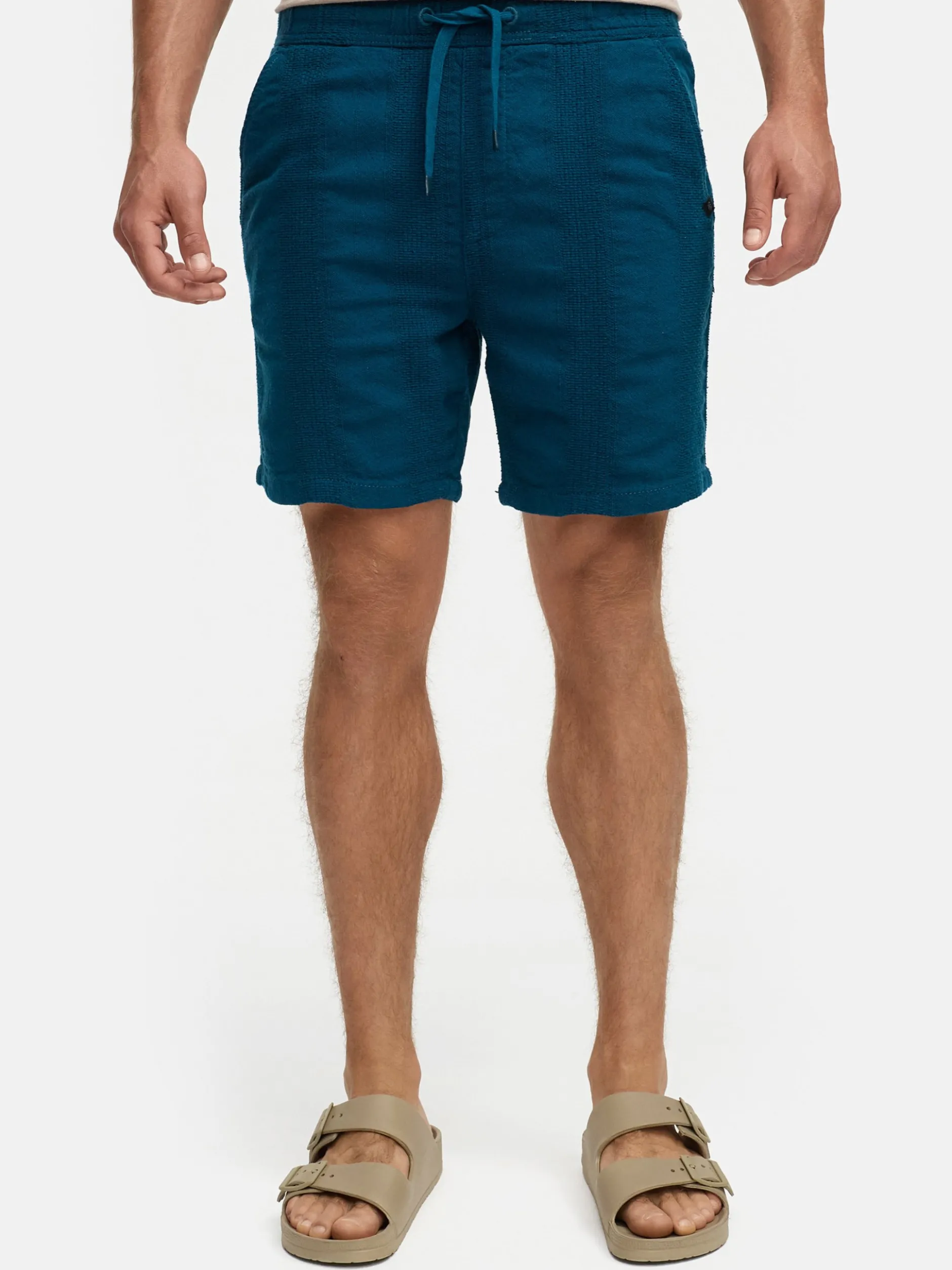 Indicode Herren Shorts Leinen - INPop in aqua blau