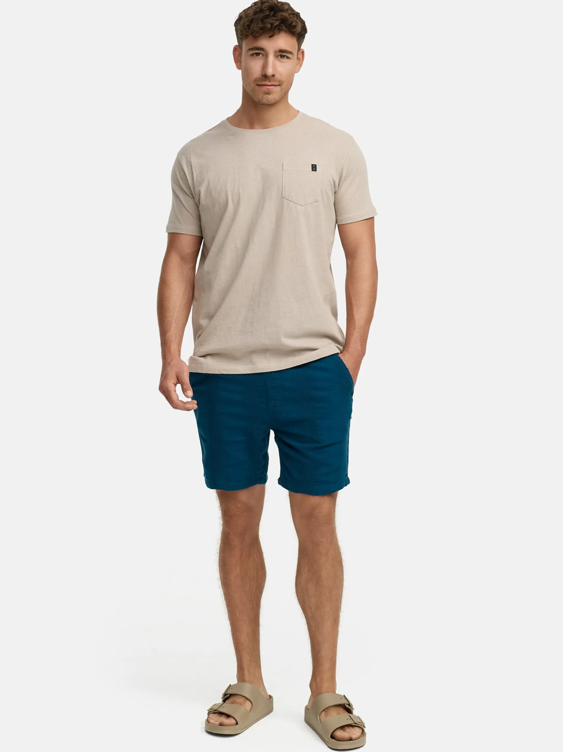 Indicode Herren Shorts Leinen - INPop in aqua blau