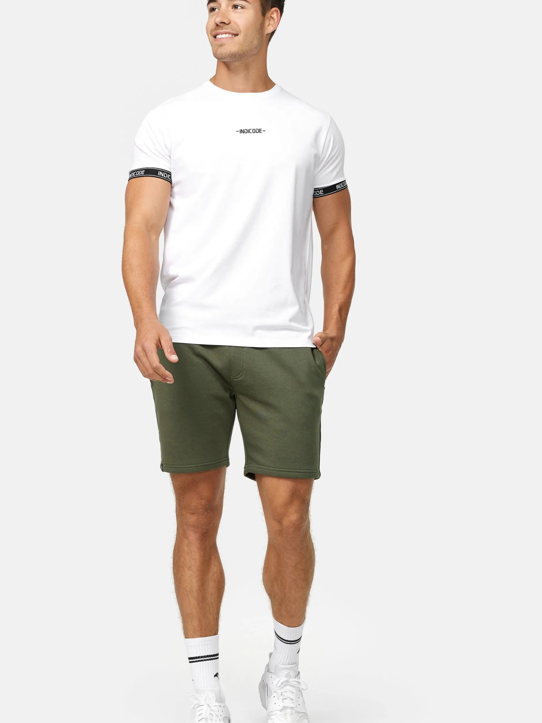 Indicode Herren Shorts Sweat - Aldrich in khaki