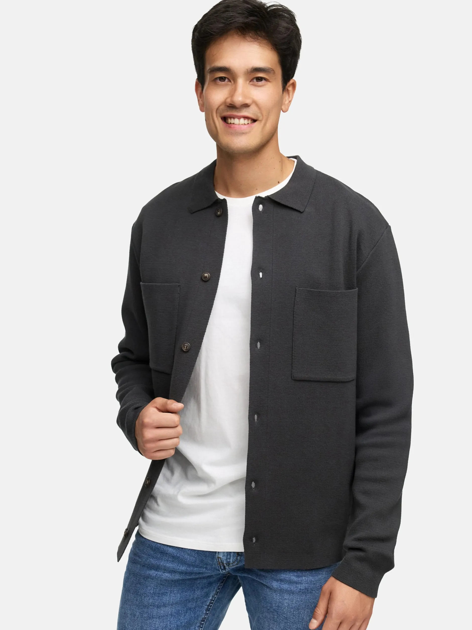 Indicode Herren Strickjacke - INBellino Cardigan in anthrazit