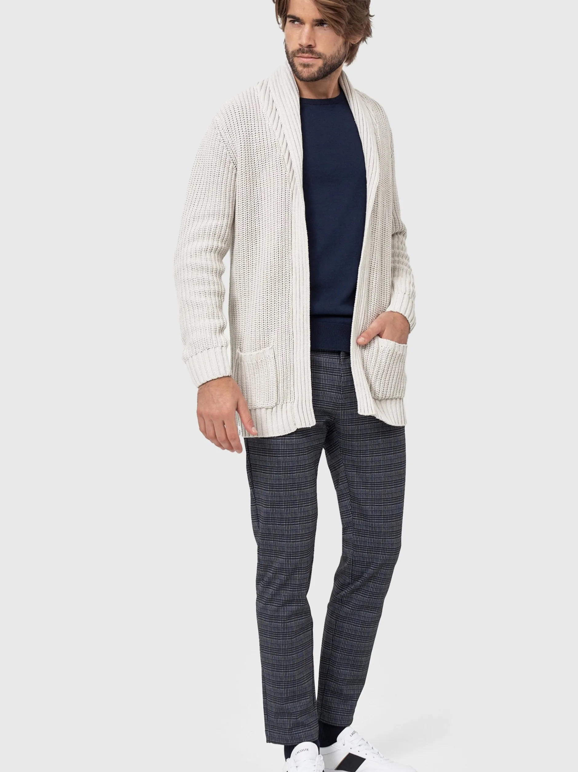 Indicode Herren Strickjacke - Anaheim in beige sand