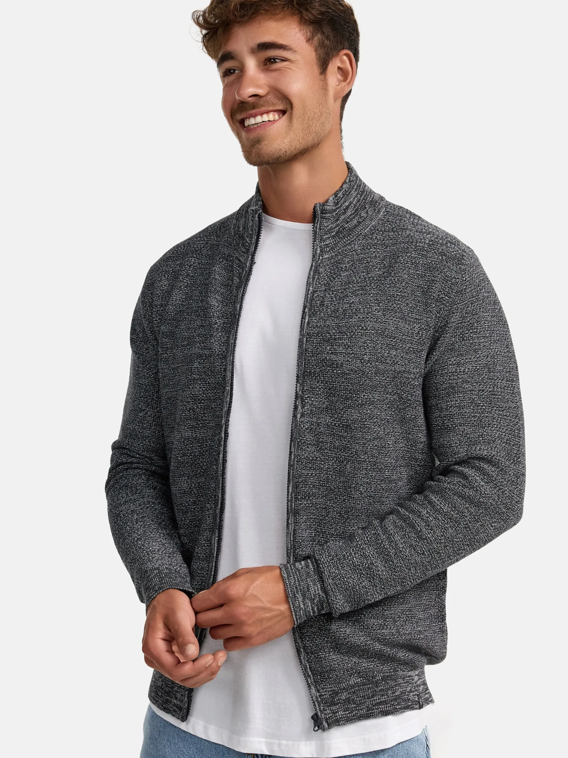 Indicode Herren Strickjacke - INWestmoon in anthrazit