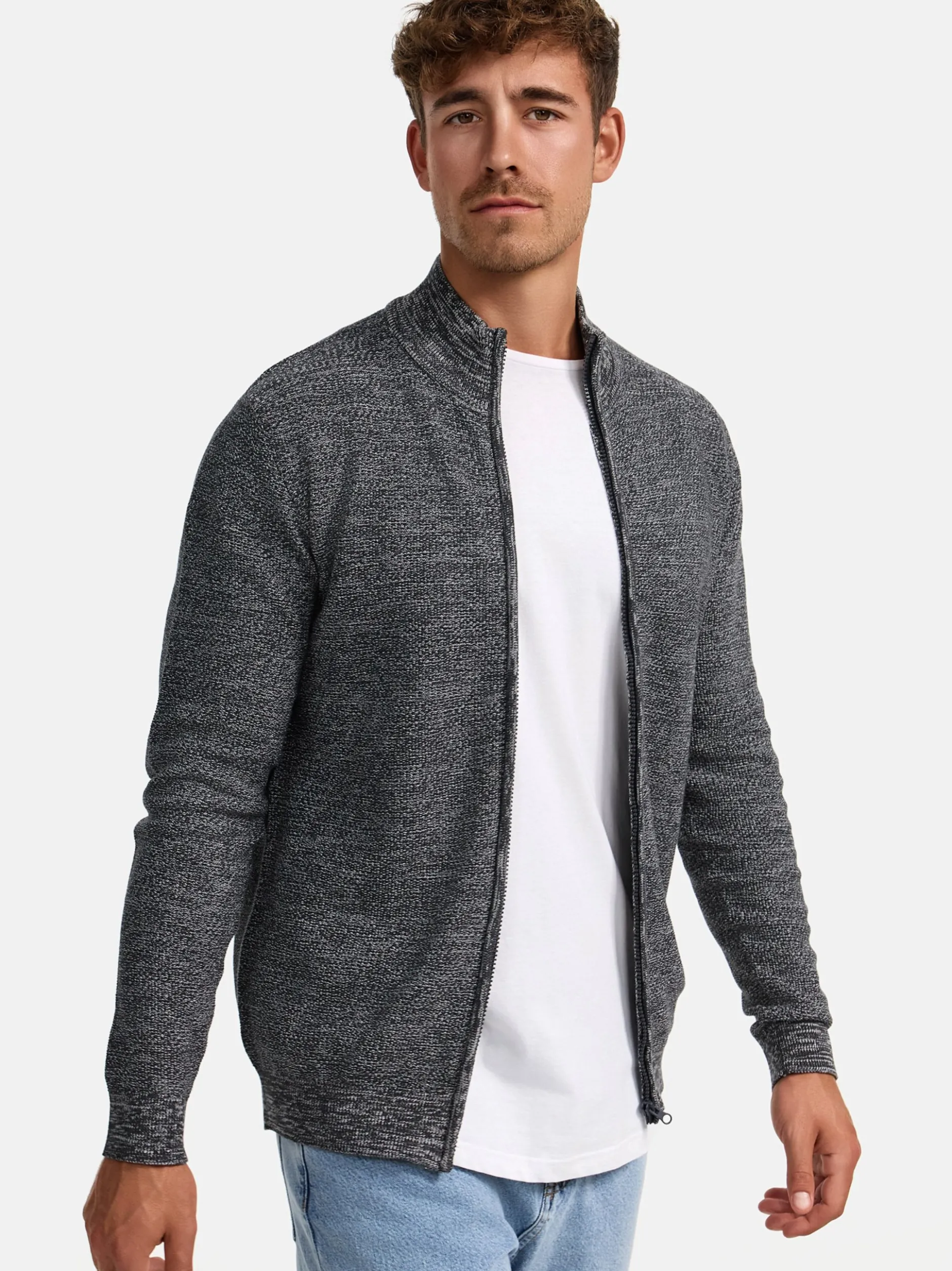 Indicode Herren Strickjacke - INWestmoon in anthrazit