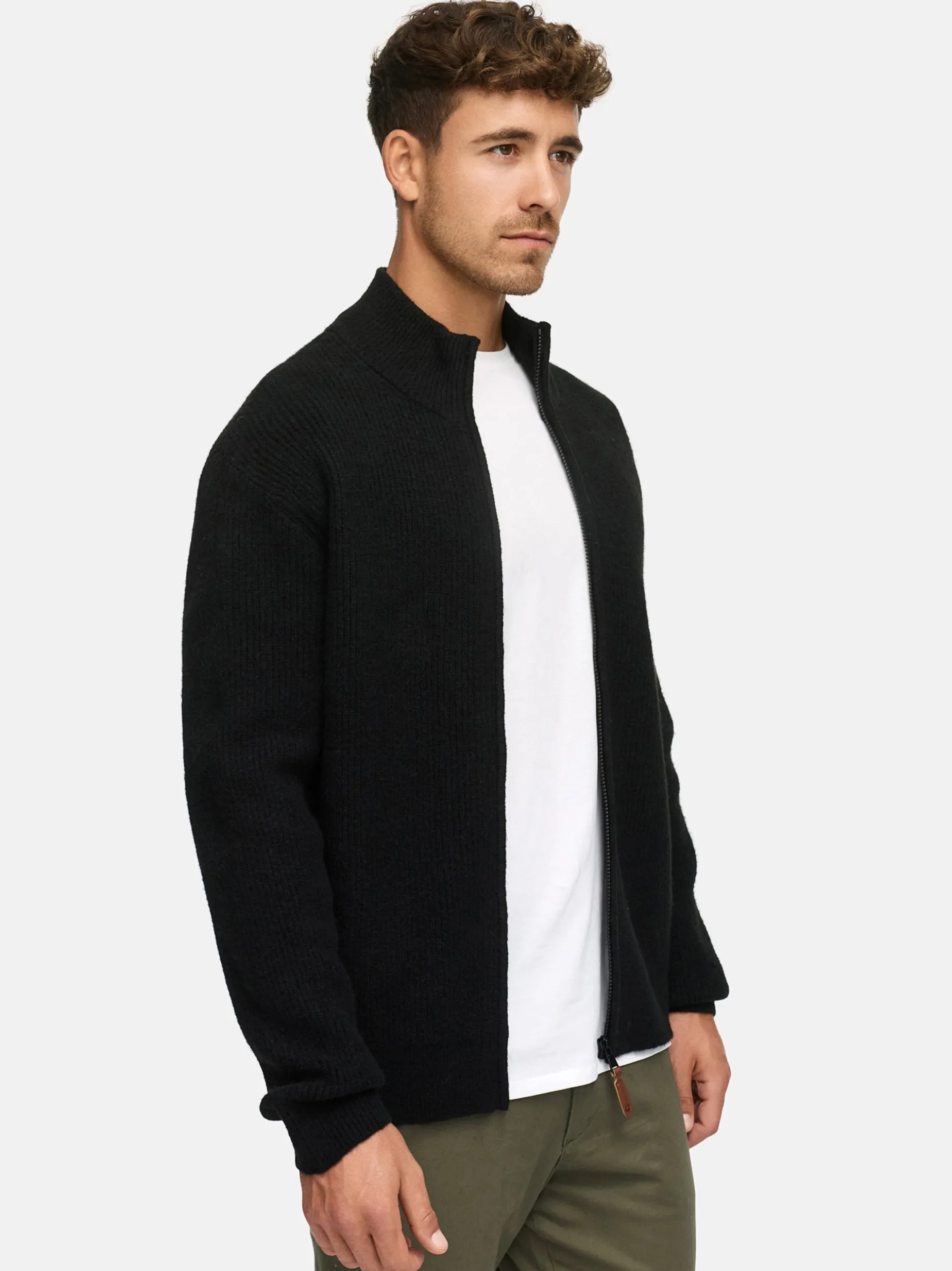 Indicode Herren Strickjacke - INPeace Cardigan in schwarz