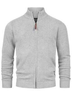 Indicode Herren Strickjacke - INLut in hellgrau