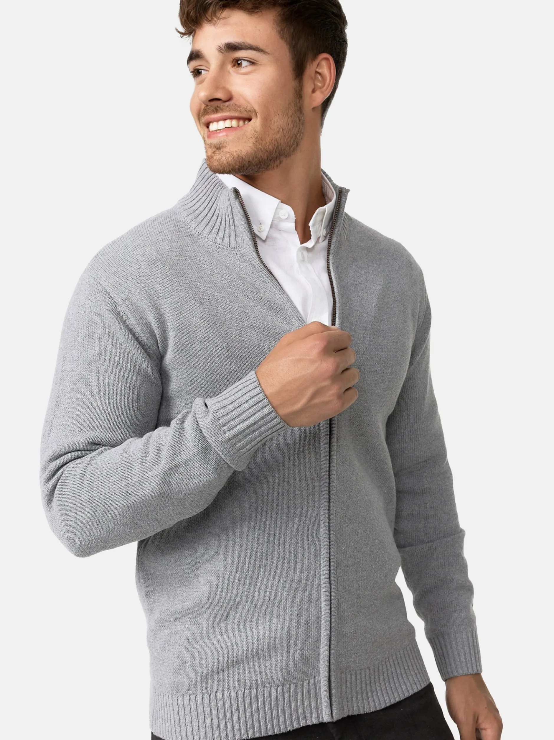 Indicode Herren Strickjacke - INLut in hellgrau