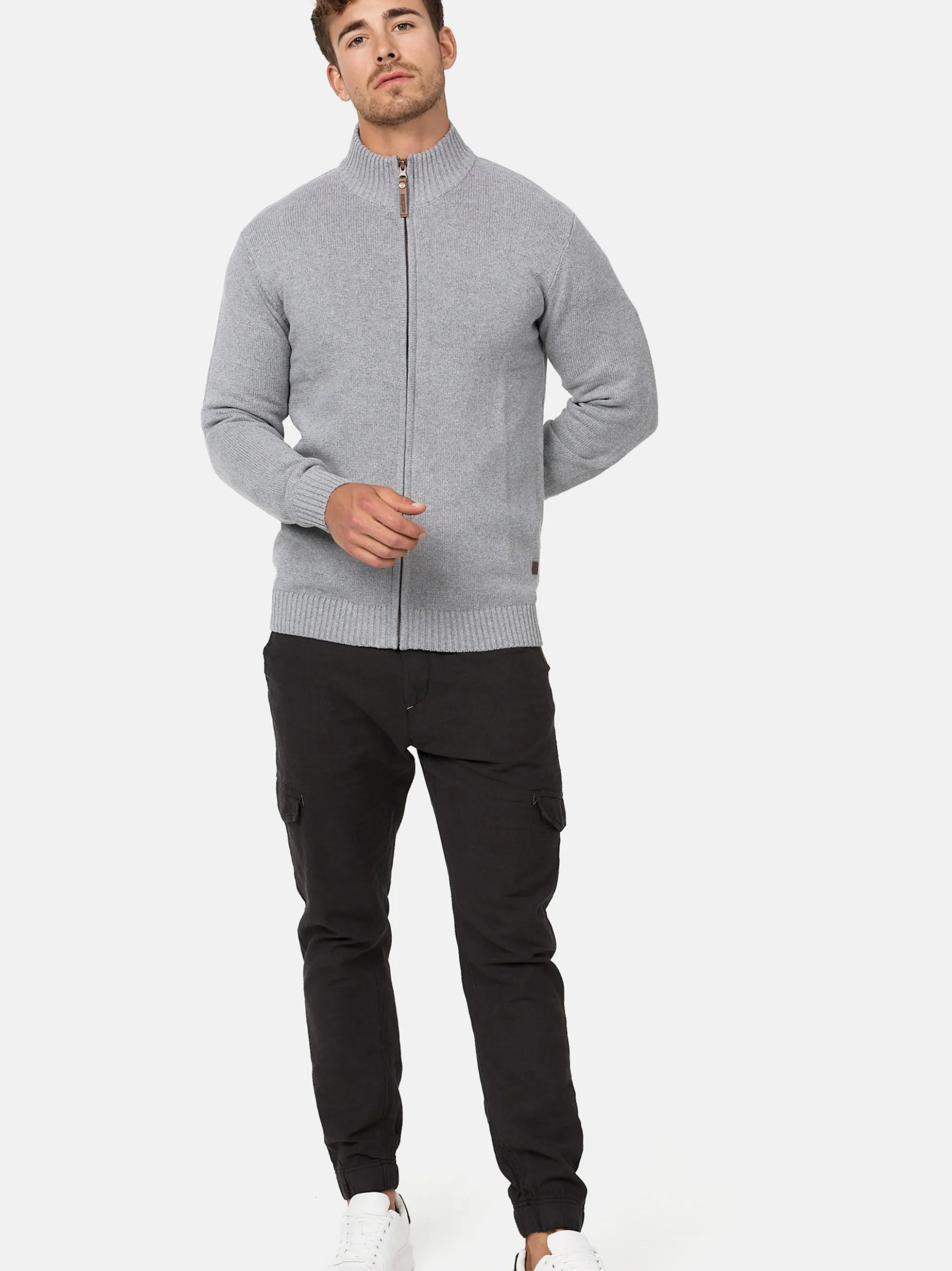 Indicode Herren Strickjacke - INLut in hellgrau