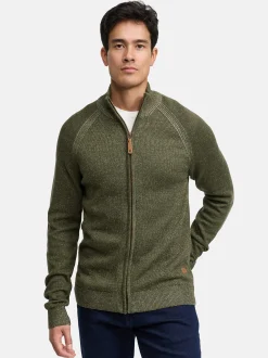 Indicode Herren Strickjacke - INMassum Cardigan in khaki
