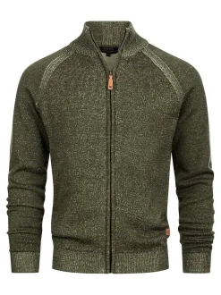 Indicode Herren Strickjacke - INMassum Cardigan in khaki