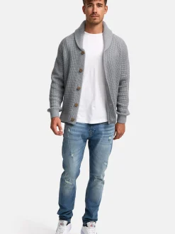 Indicode Herren Strickjacke - INBrandox in hellgrau grau