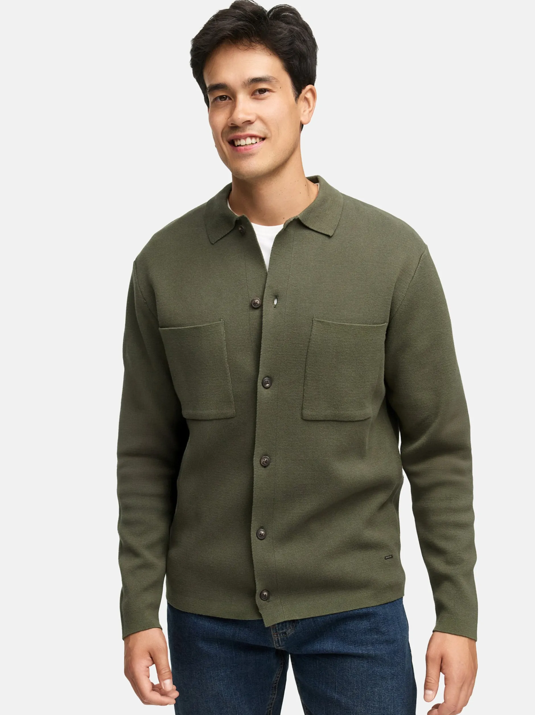 Indicode Herren Strickjacke - INBellino Cardigan in khaki