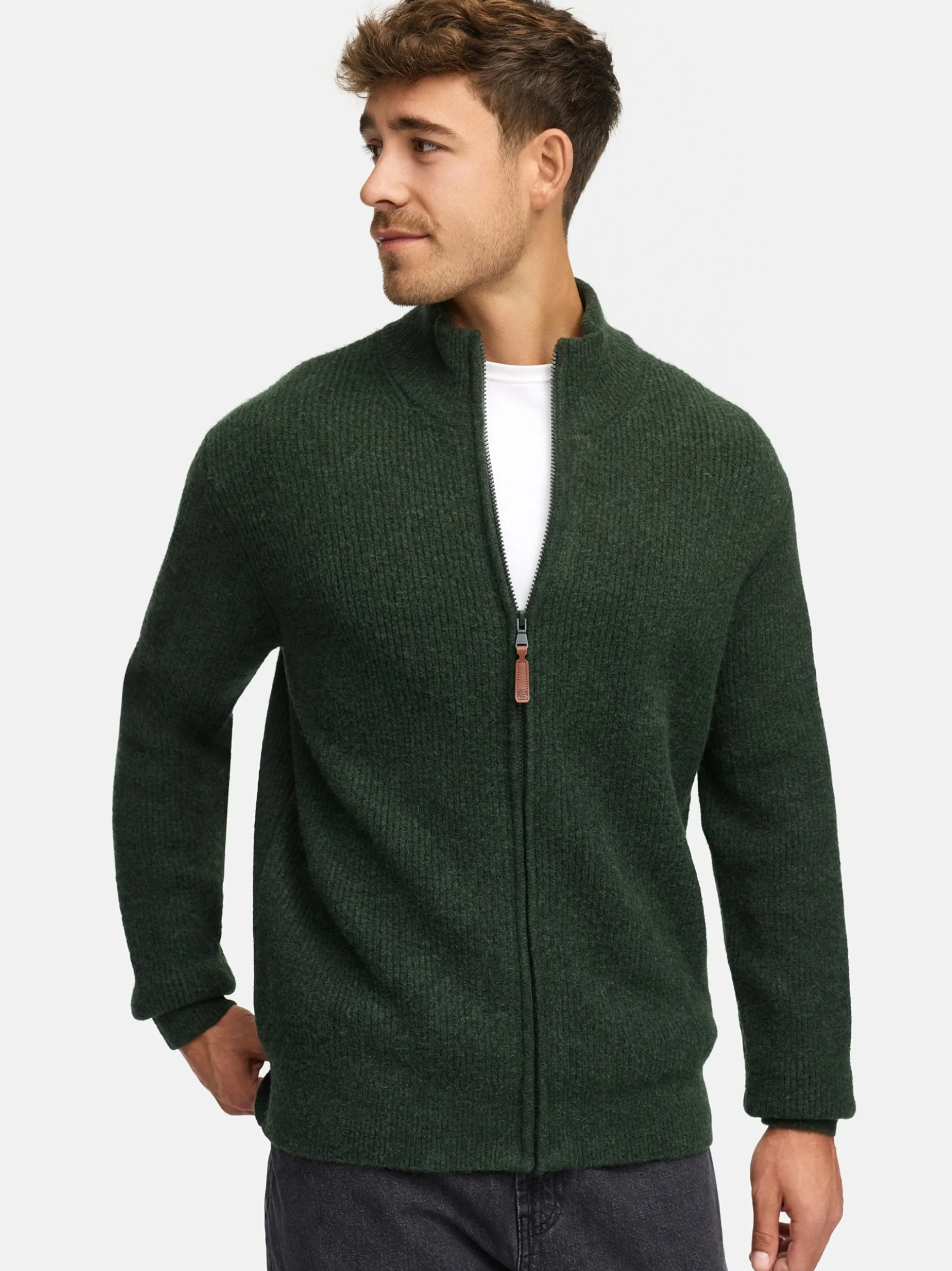 Indicode Herren Strickjacke - INPeace Cardigan in oliv grün