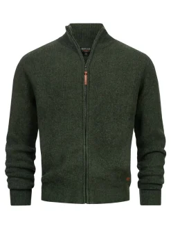 Indicode Herren Strickjacke - INPeace Cardigan in oliv grün