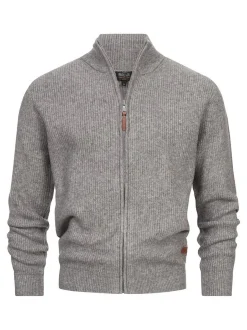 Indicode Herren Strickjacke - INPeace Cardigan in grau