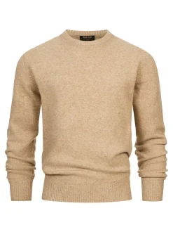 Indicode Herren Strickpullover - INTrax O-neck in beige