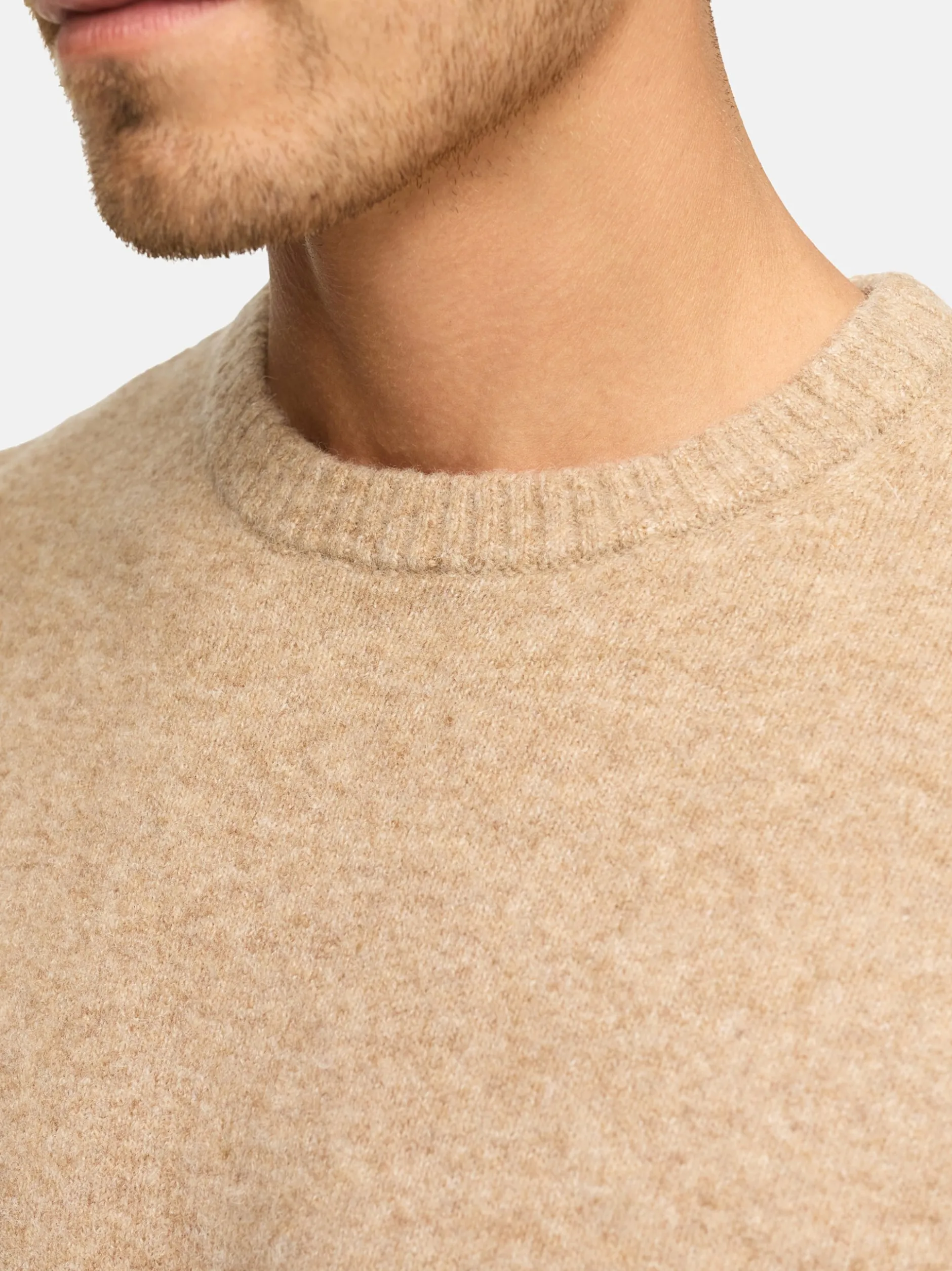 Indicode Herren Strickpullover - INTrax O-neck in beige