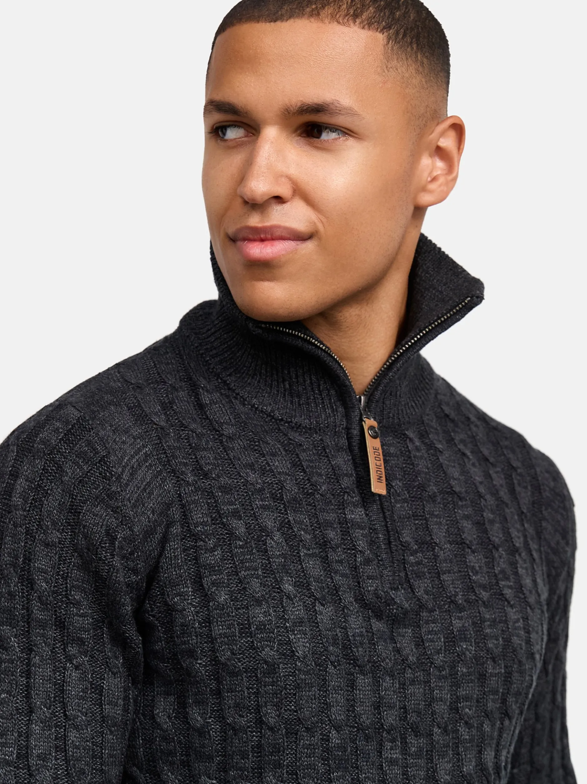 Indicode Herren Strickpullover - INHector in anthrazit
