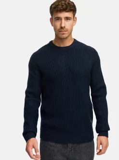 Indicode Herren Strickpullover - INPeace O-Neck in blau