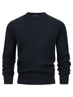Indicode Herren Strickpullover - INPeace O-Neck in blau