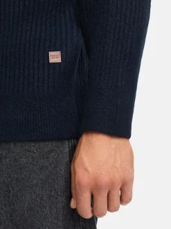 Indicode Herren Strickpullover - INPeace O-Neck in blau