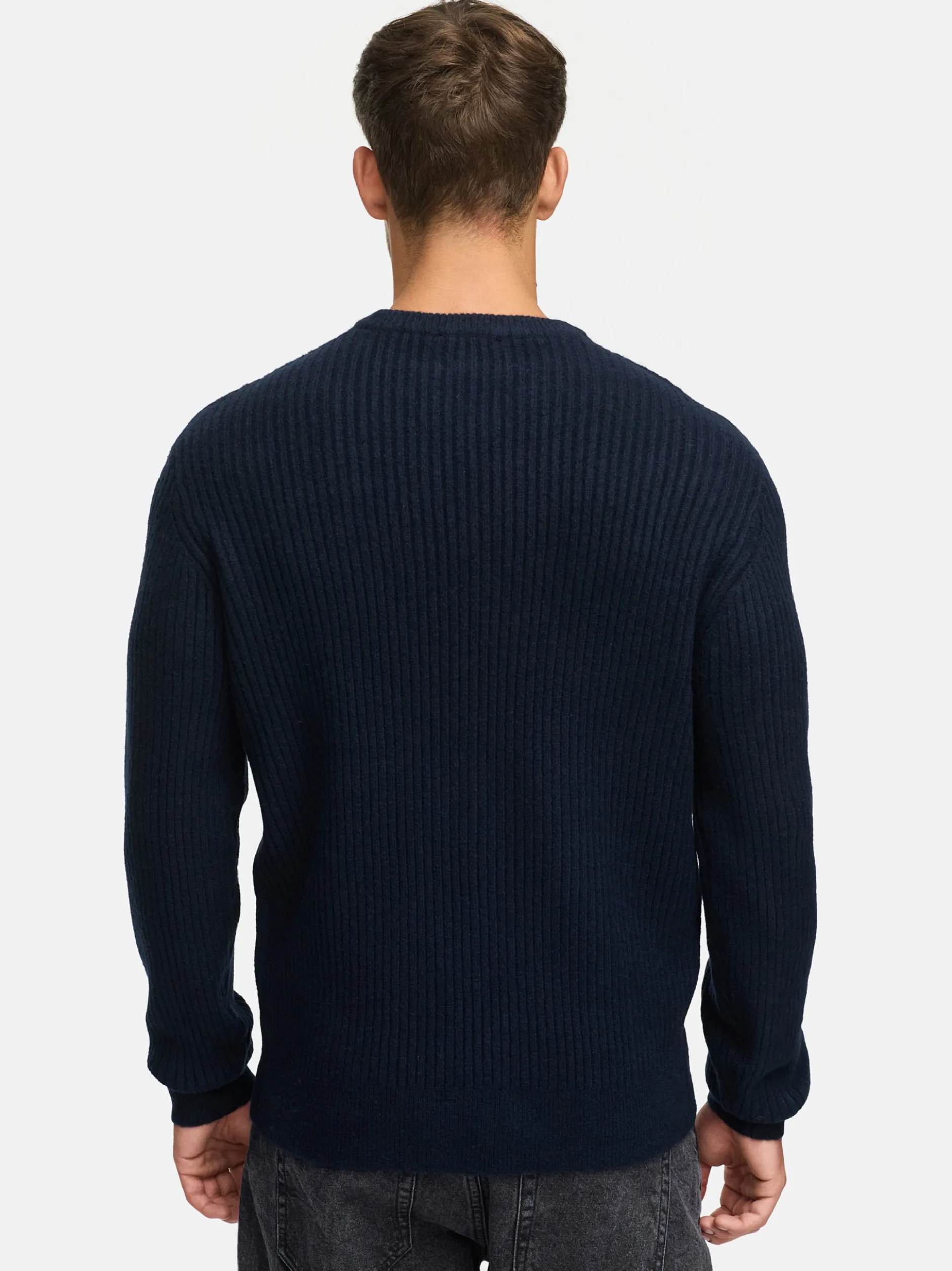 Indicode Herren Strickpullover - INPeace O-Neck in blau