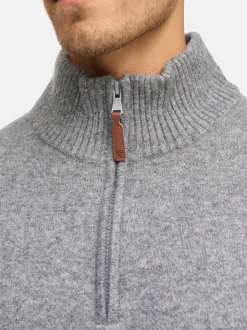 Indicode Herren Strickpullover - INTrax Half Zip in grau