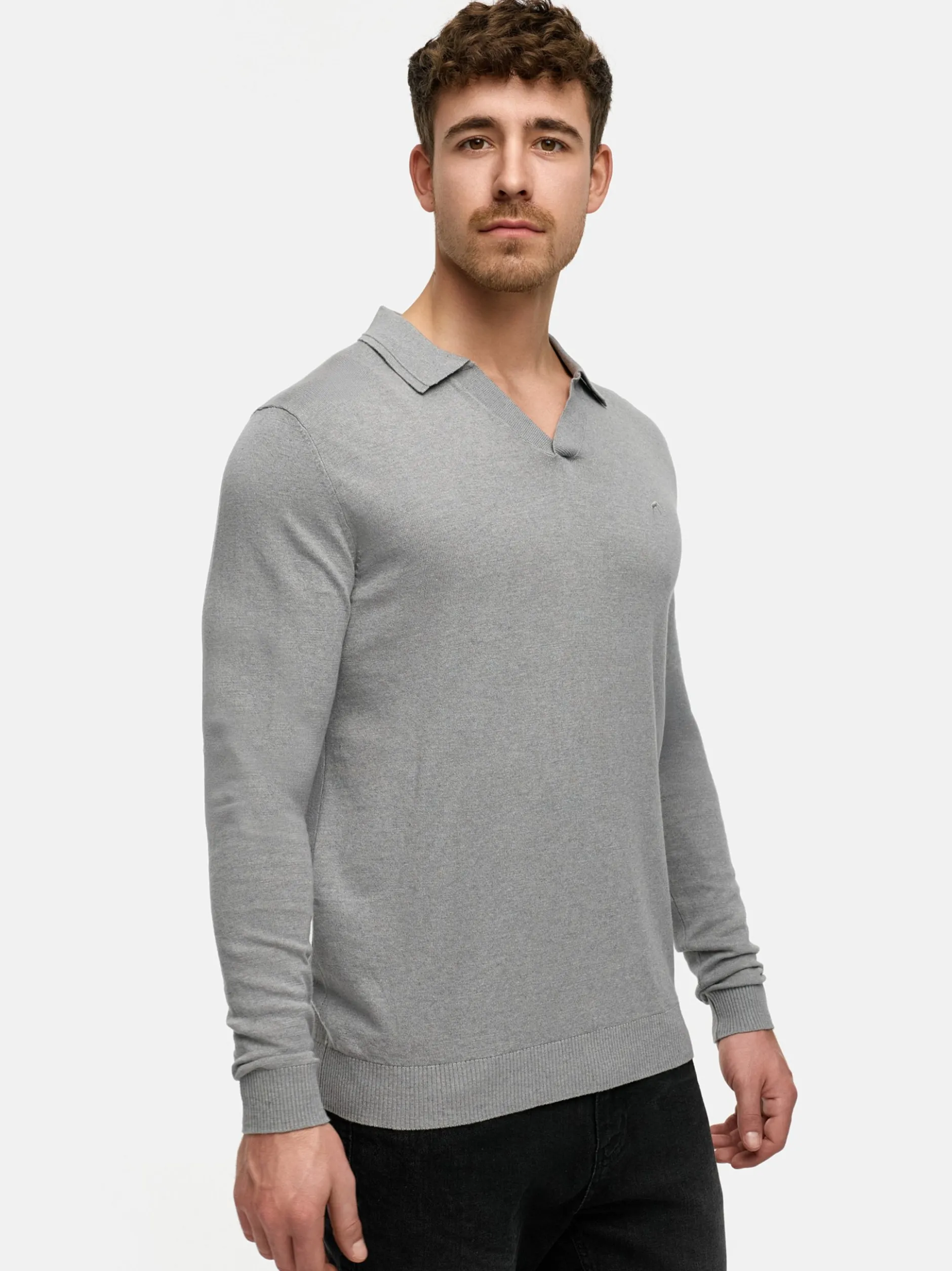 Indicode Herren Strickpullover - INHagen in hellgrau