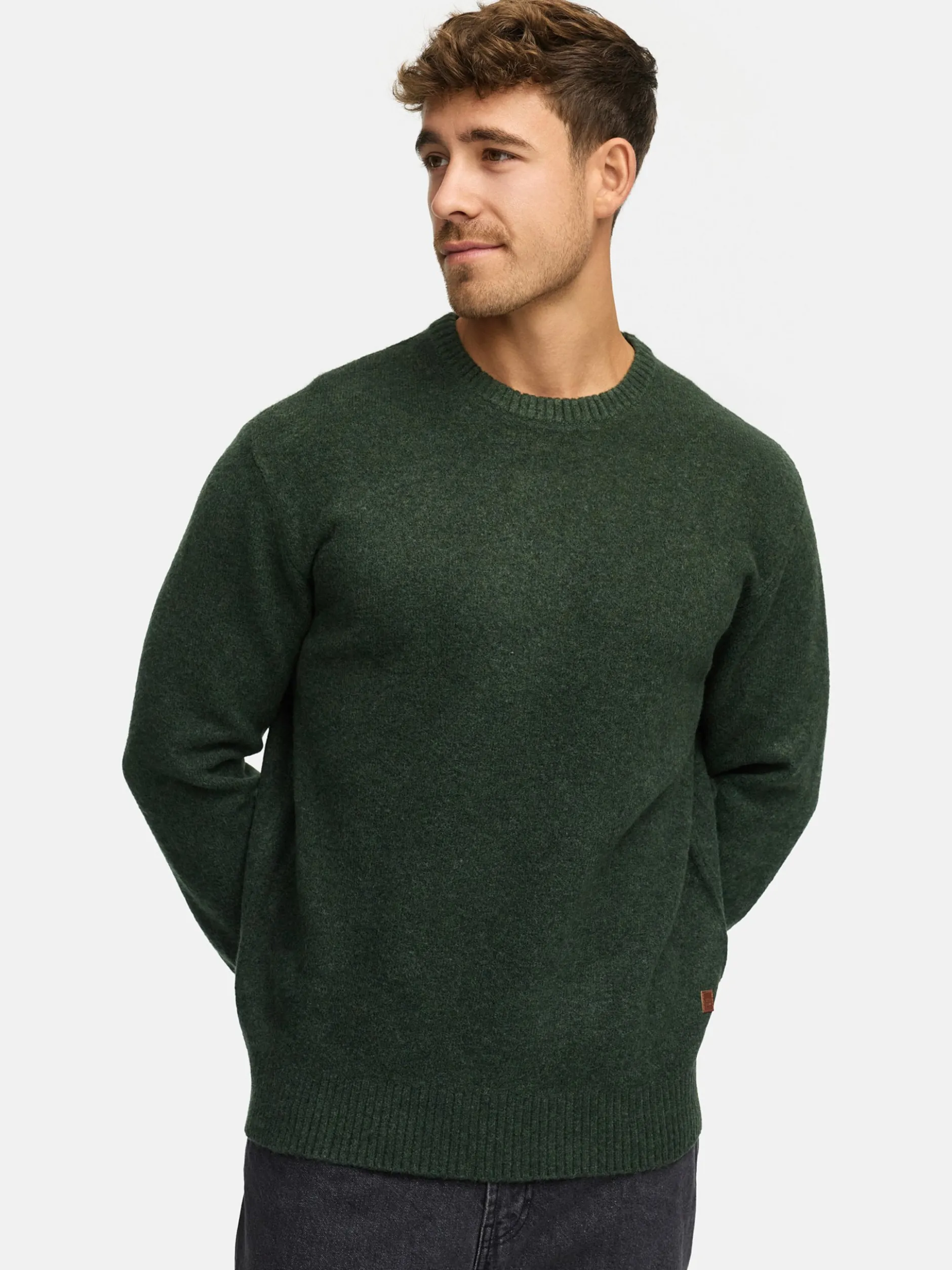 Indicode Herren Strickpullover - INTrax O-neck in oliv grün