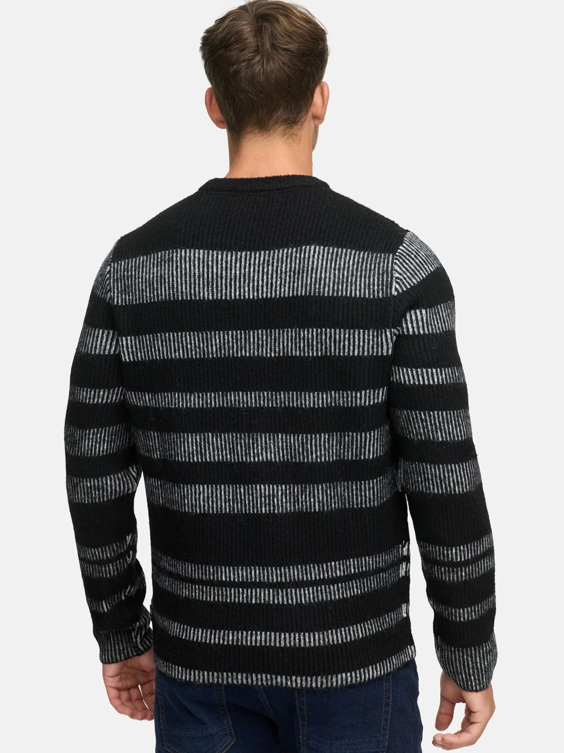 Indicode Herren Strickpullover - INKalle in schwarz grau