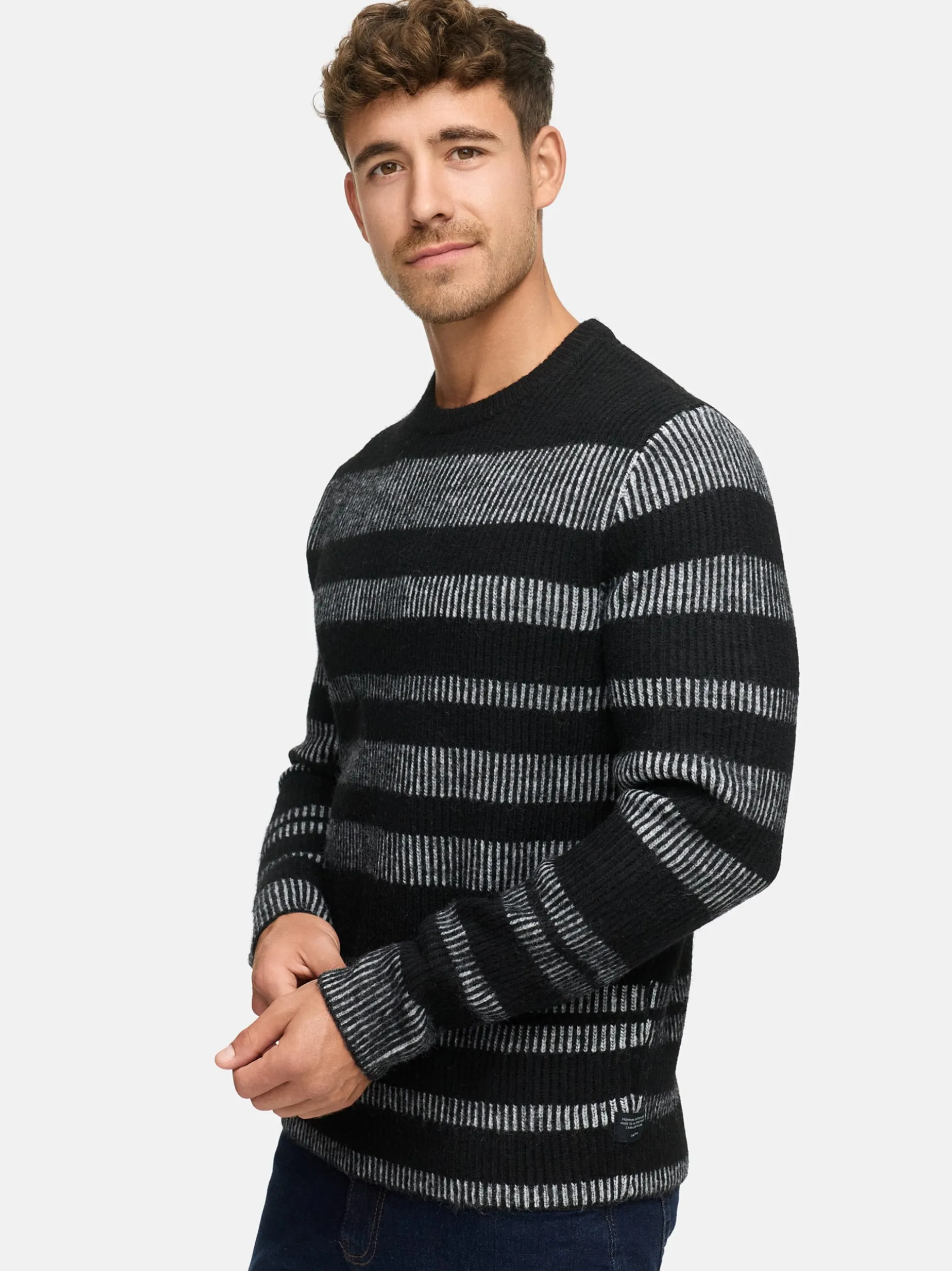 Indicode Herren Strickpullover - INKalle in schwarz grau