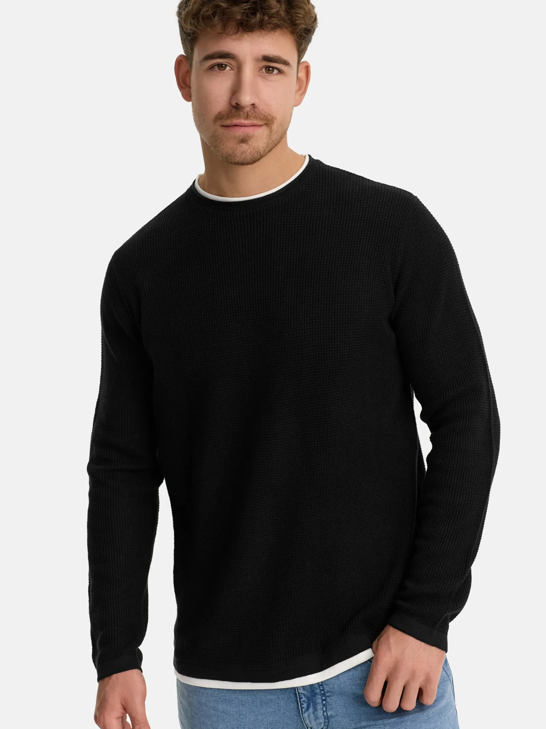 Indicode Herren Strickpullover - INVillads in schwarz