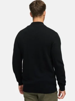 Indicode Herren Strickpullover - INMargous Half-Zip in schwarz