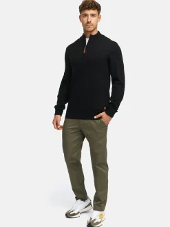 Indicode Herren Strickpullover - INMargous Half-Zip in schwarz