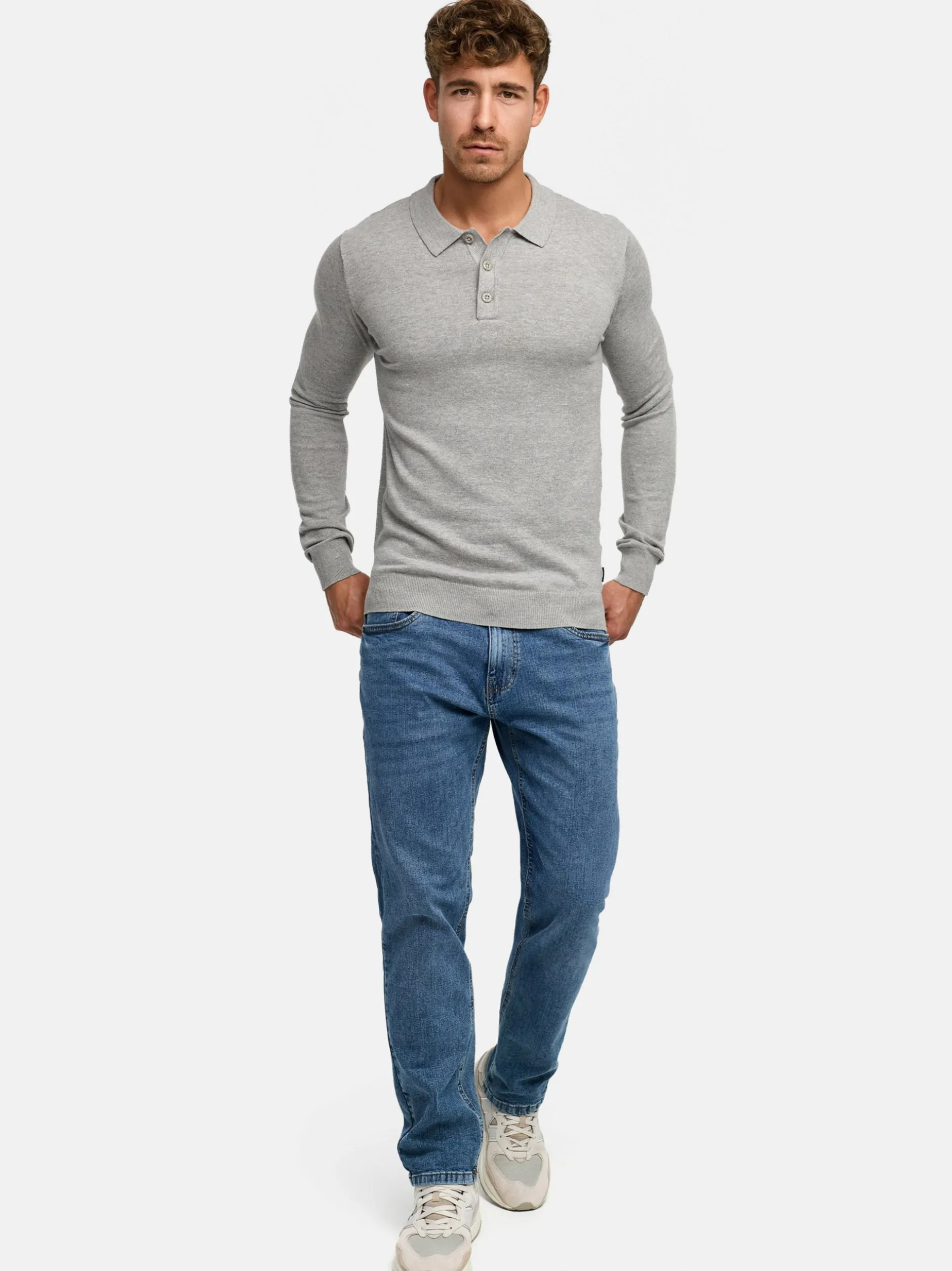 Indicode Herren Strickpullover - INKastra in hellgrau