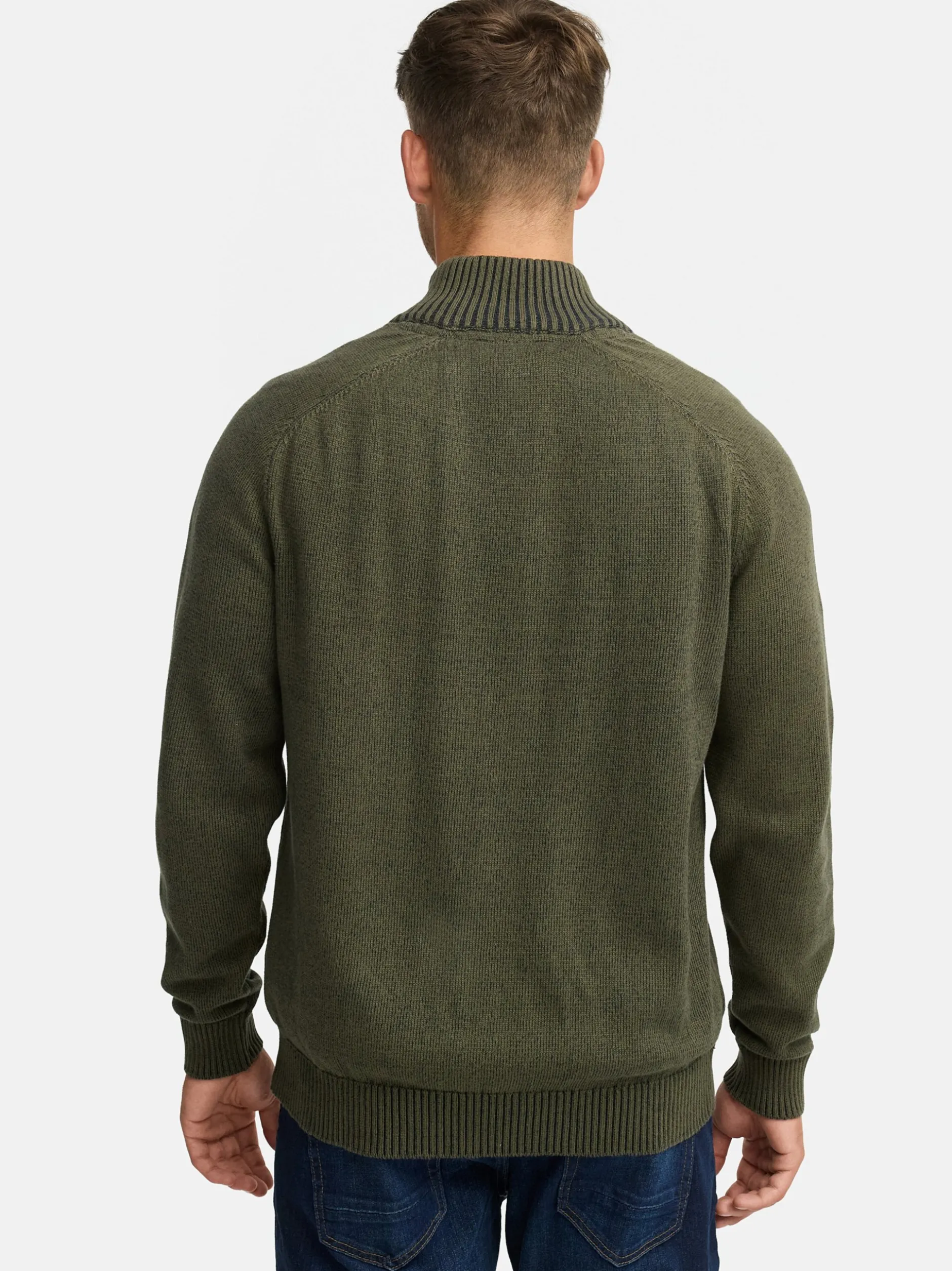 Indicode Herren Strickpullover - INRajas in khaki mehrfarbig