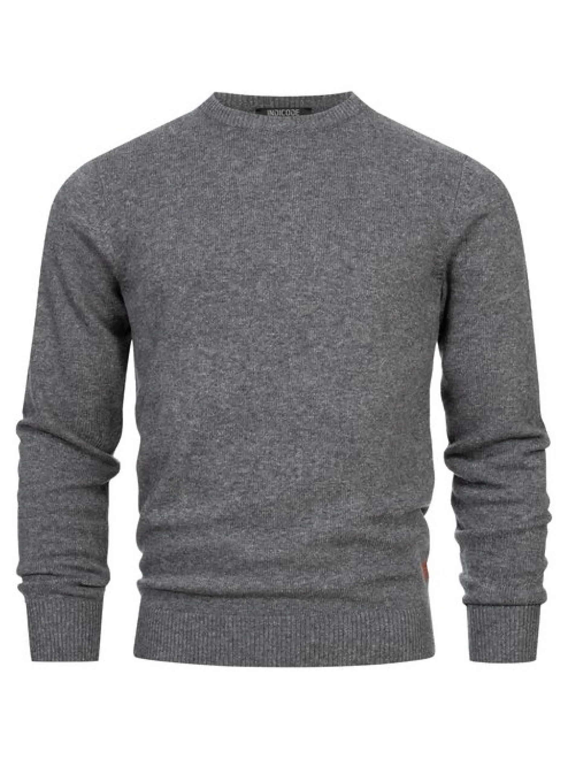 Indicode Herren Strickpullover - INMargous o-neck in anthrazit