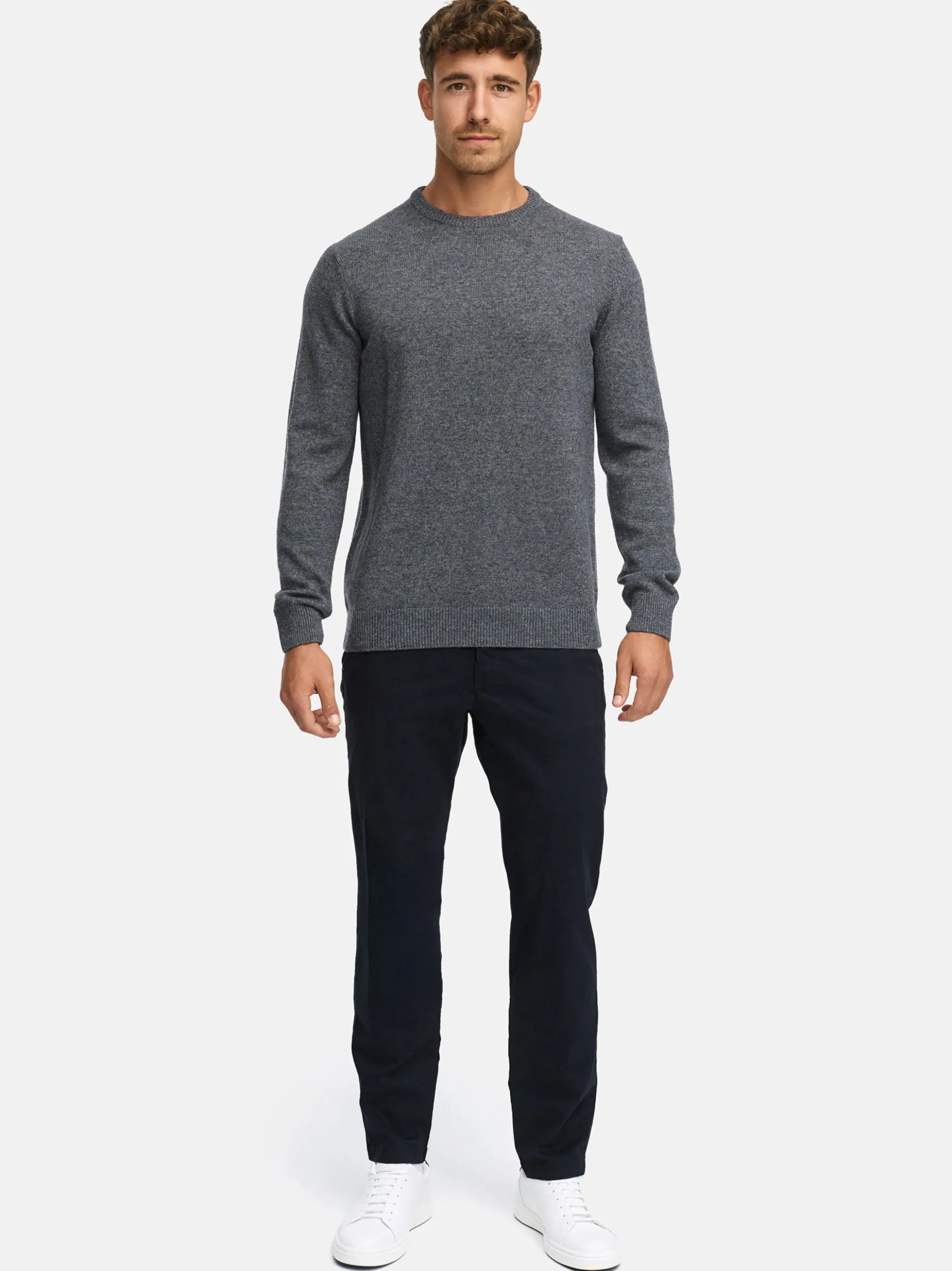 Indicode Herren Strickpullover - INMargous o-neck in anthrazit