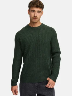 Indicode Herren Strickpullover - INPeace O-Neck in oliv