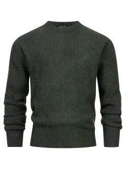 Indicode Herren Strickpullover - INPeace O-Neck in oliv