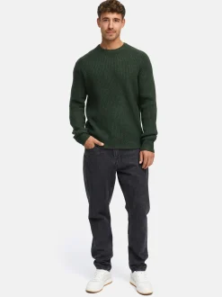 Indicode Herren Strickpullover - INPeace O-Neck in oliv