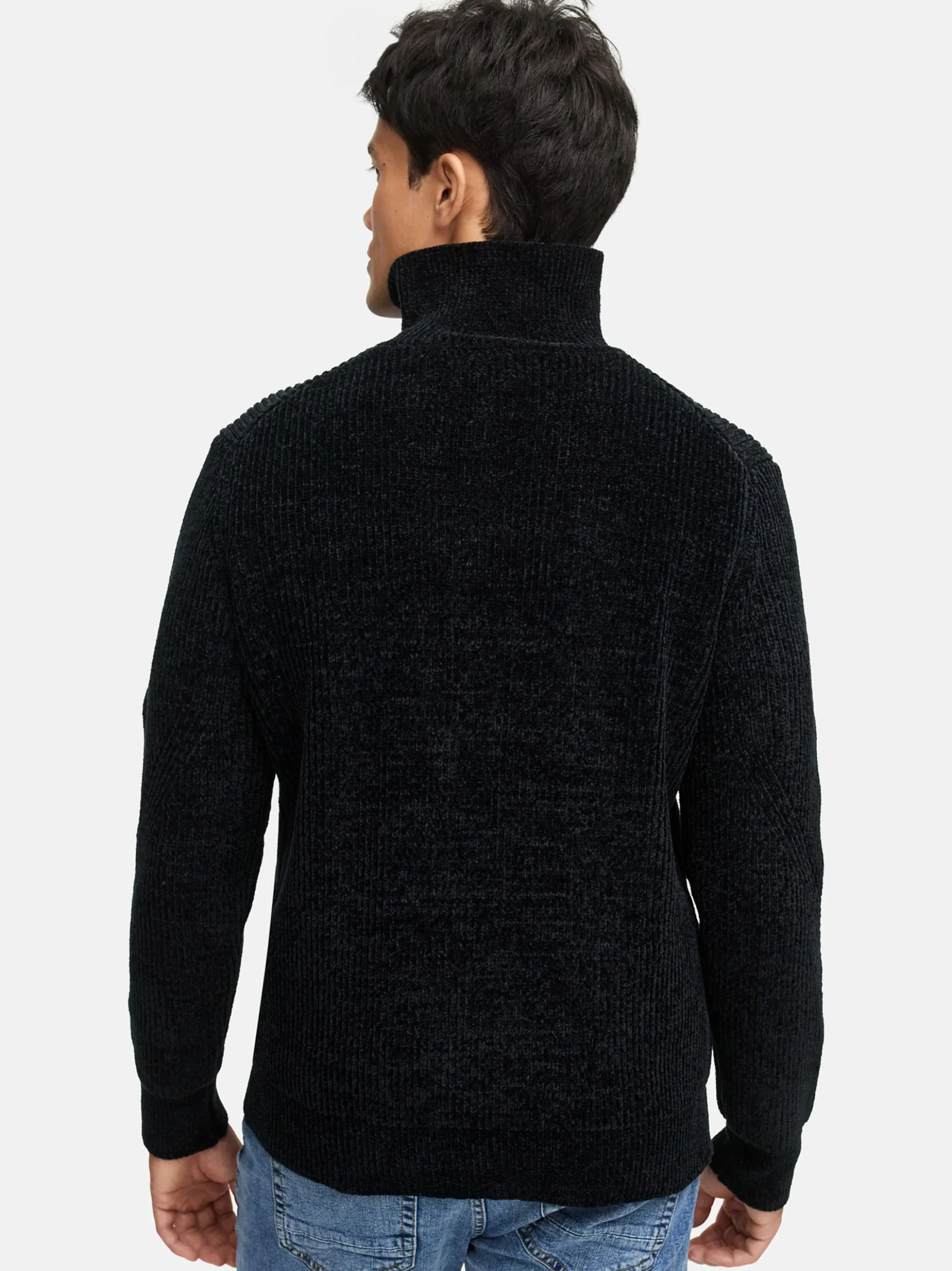 Indicode Herren Strickpullover - INHunch Half Zip in schwarz