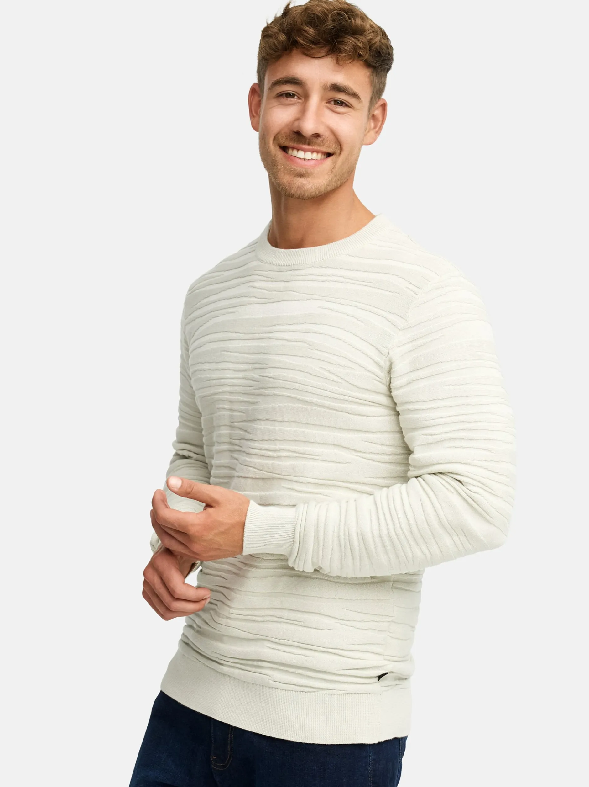 Indicode Herren Strickpullover - INCapowlax in beige sand
