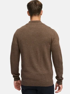 Indicode Herren Strickpullover - INMargous Half-Zip in braun